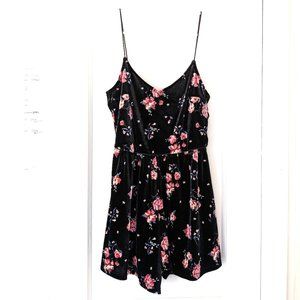 H&M Black Velvet Rose Print Romper